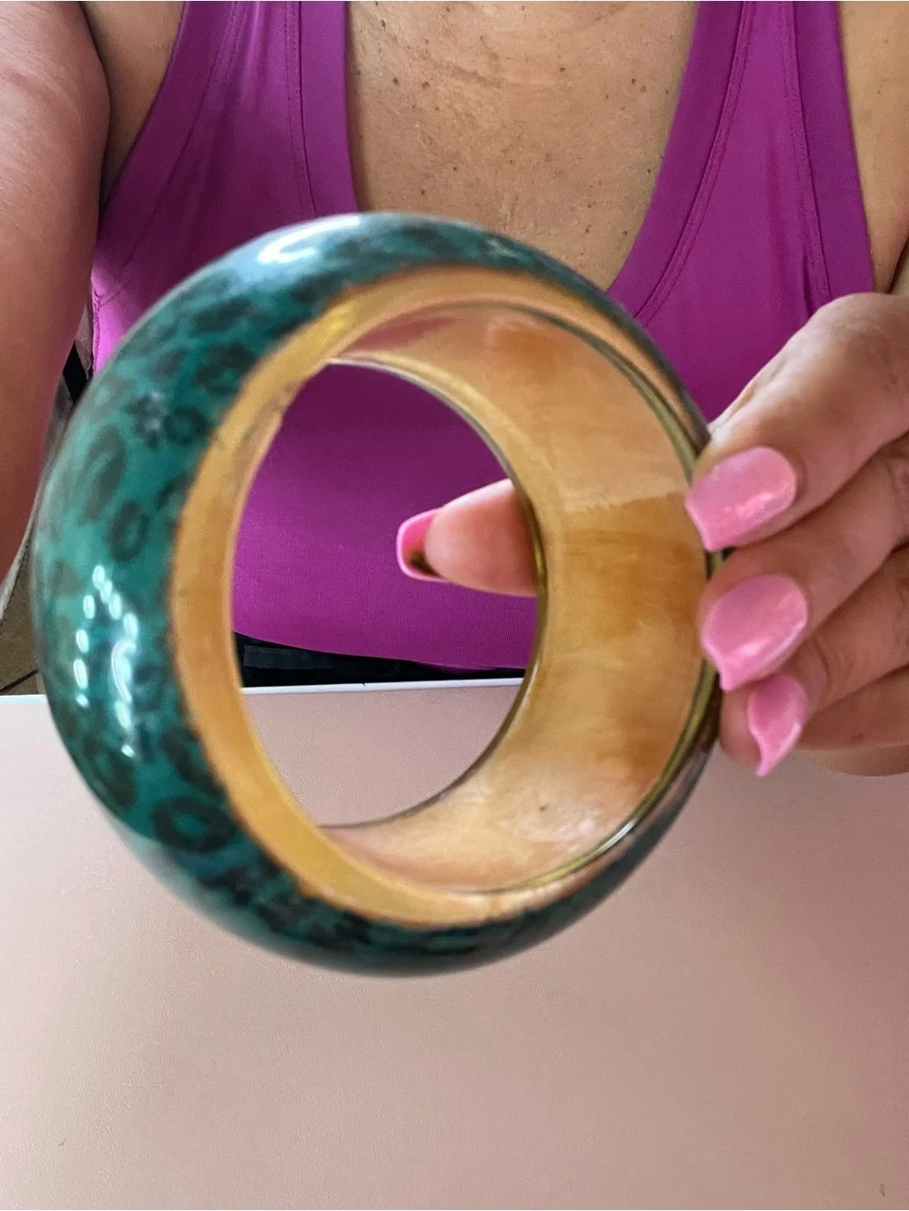 Turquoise Leopard Print Resin Bangle Bracelet